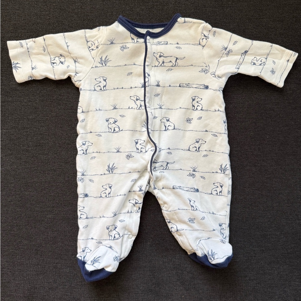 Little Me Cream and Navy Kids One Piece